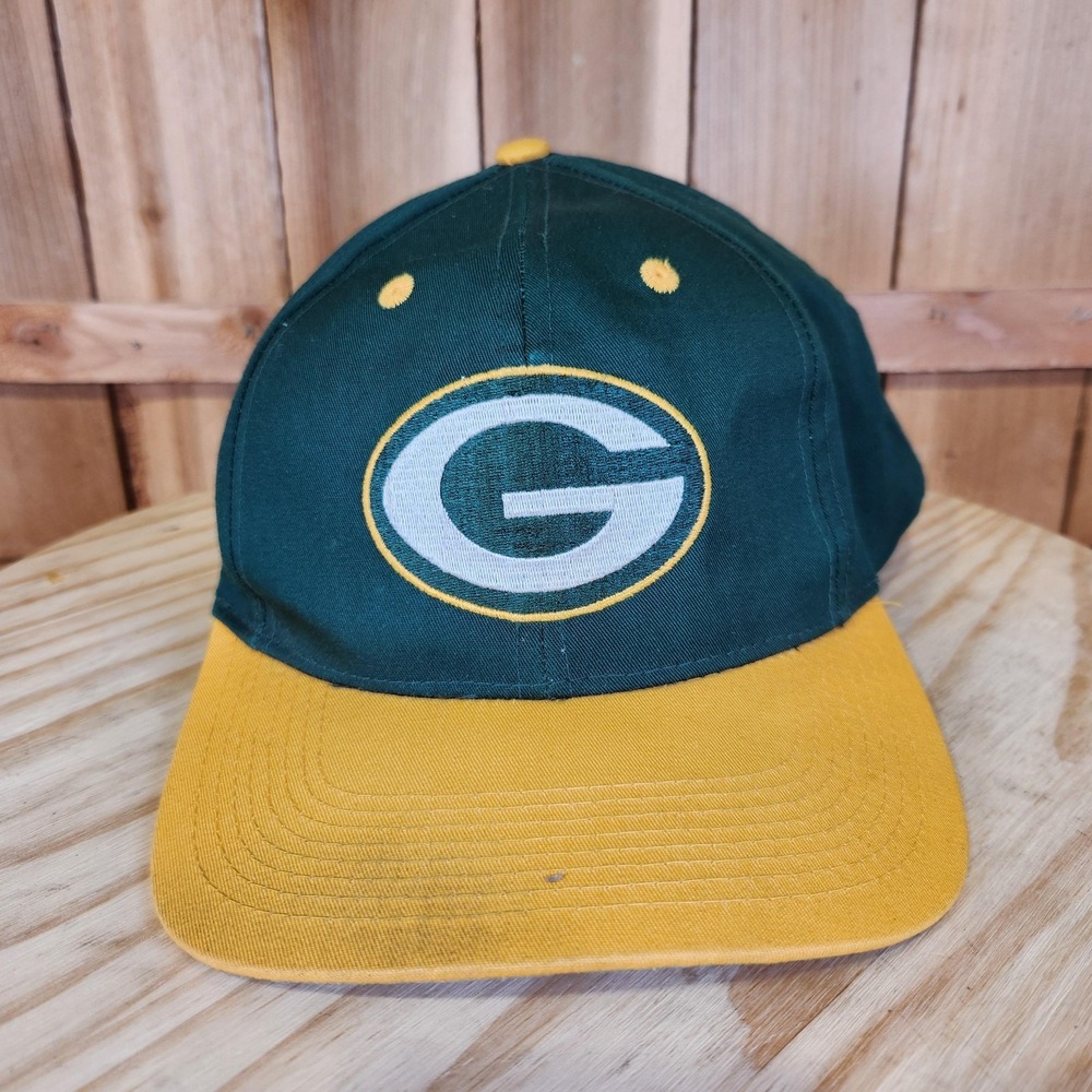 Vintage Green Bay Packers Hat Cap Snap Back Mens One Size Green NFL Logo 7